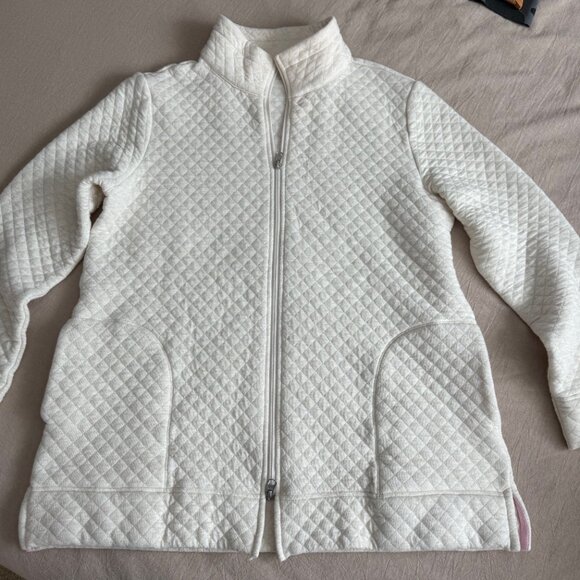 Appleseed's Cream Zip Up Quilted Jacket‎ Size M